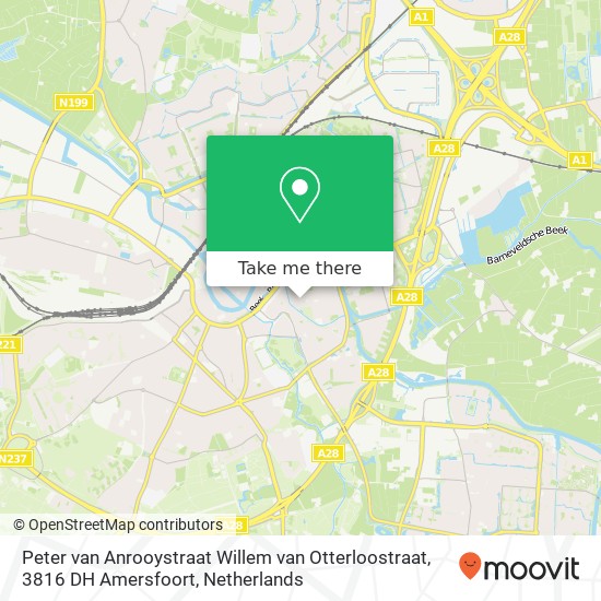 Peter van Anrooystraat Willem van Otterloostraat, 3816 DH Amersfoort map