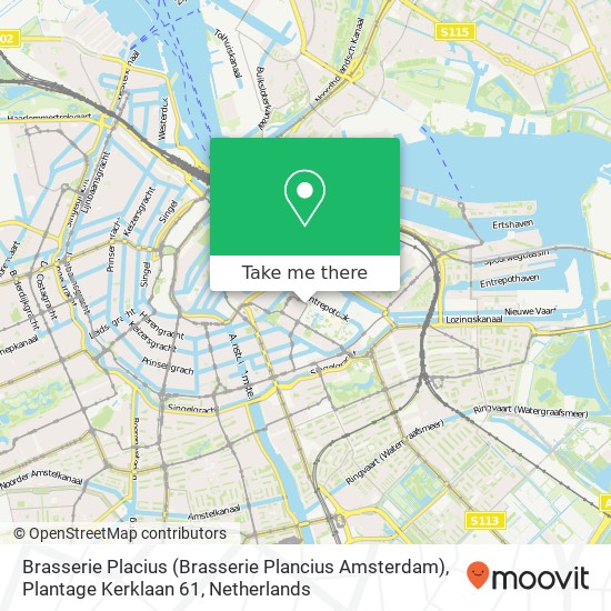 Brasserie Placius (Brasserie Plancius Amsterdam), Plantage Kerklaan 61 Karte