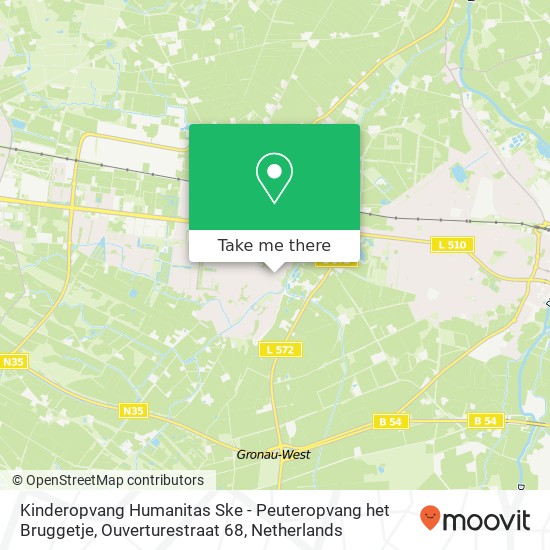 Kinderopvang Humanitas Ske - Peuteropvang het Bruggetje, Ouverturestraat 68 map