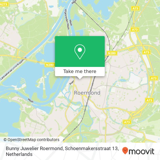 Bunny Juwelier Roermond, Schoenmakersstraat 13 map