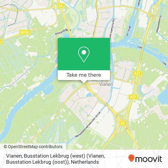 Vianen, Busstation Lekbrug (west) (Vianen, Busstation Lekbrug (oost)) Karte