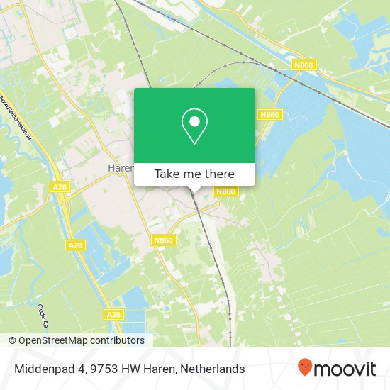 Middenpad 4, 9753 HW Haren map