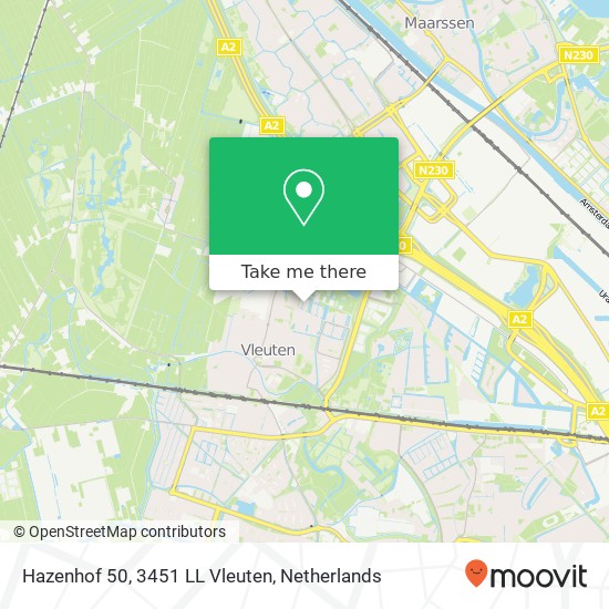 Hazenhof 50, 3451 LL Vleuten Karte