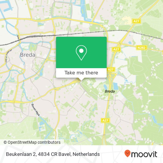 Beukenlaan 2, 4834 CR Bavel Karte