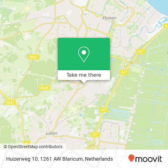Huizerweg 10, 1261 AW Blaricum map