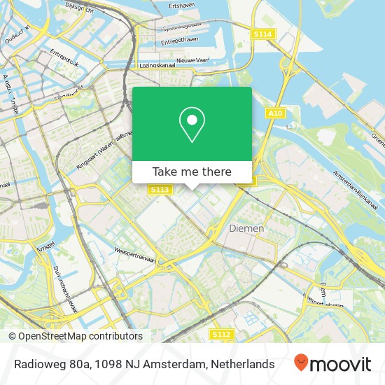 Radioweg 80a, 1098 NJ Amsterdam Karte