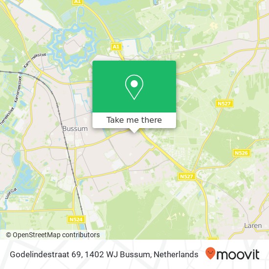 Godelindestraat 69, 1402 WJ Bussum Karte