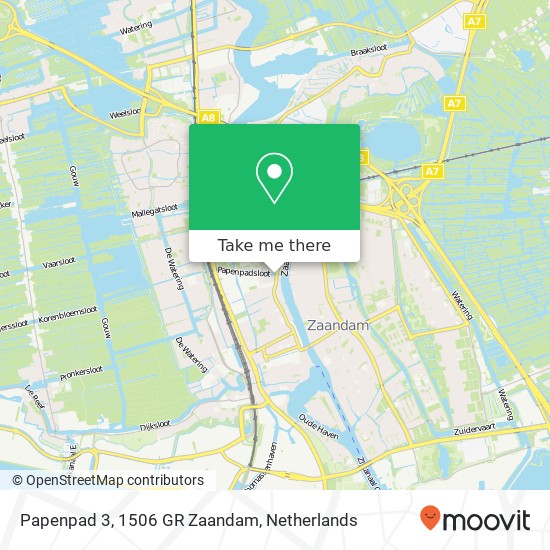 Papenpad 3, 1506 GR Zaandam map