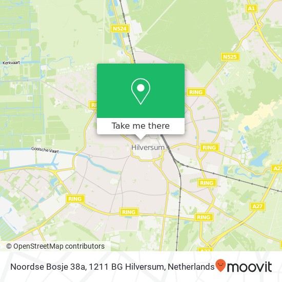 Noordse Bosje 38a, 1211 BG Hilversum Karte