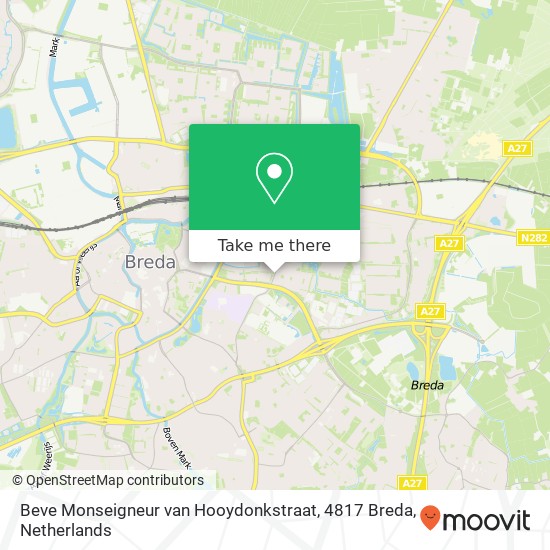 Beve Monseigneur van Hooydonkstraat, 4817 Breda map