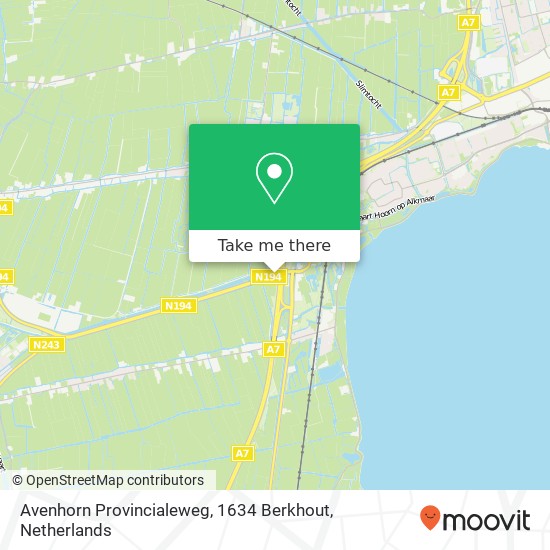 Avenhorn Provincialeweg, 1634 Berkhout Karte