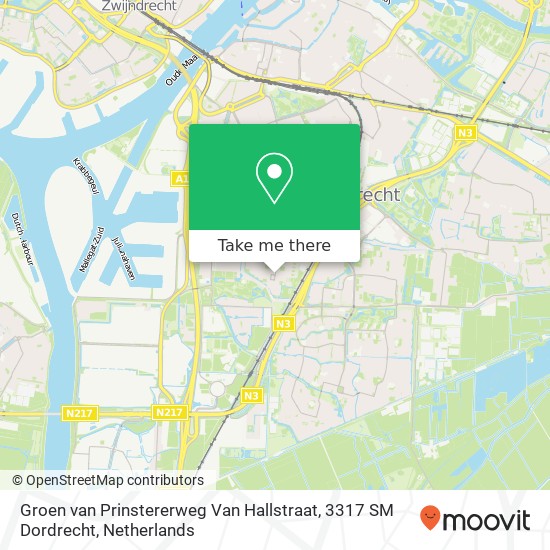 Groen van Prinstererweg Van Hallstraat, 3317 SM Dordrecht Karte