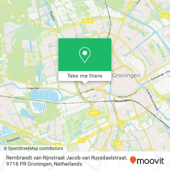 Rembrandt van Rijnstraat Jacob van Ruysdaelstraat, 9718 PR Groningen map