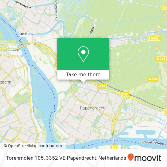 Torenmolen 105, 3352 VE Papendrecht map