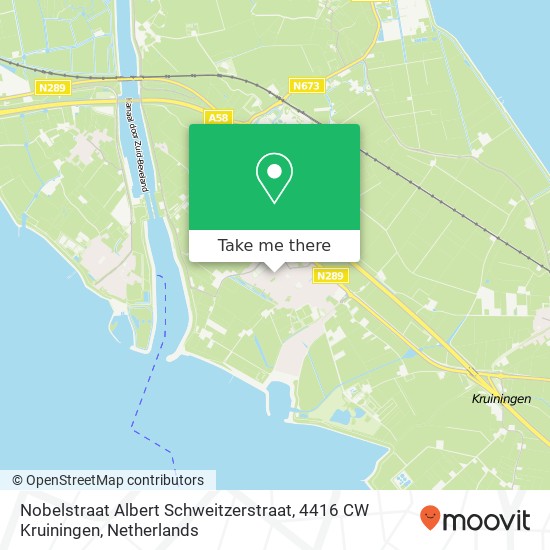 Nobelstraat Albert Schweitzerstraat, 4416 CW Kruiningen map