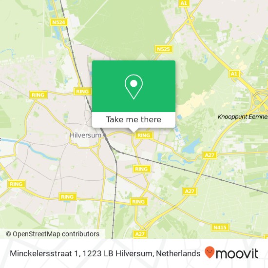 Minckelersstraat 1, 1223 LB Hilversum Karte