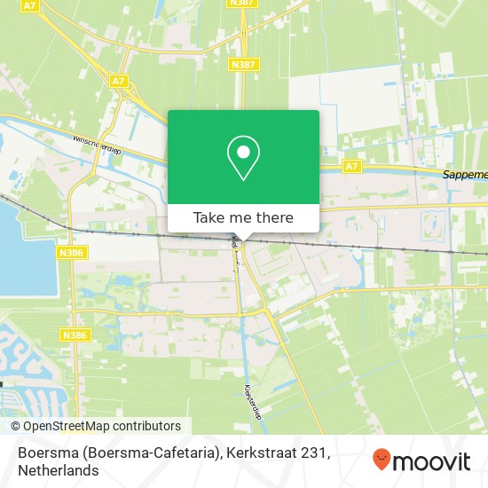 Boersma (Boersma-Cafetaria), Kerkstraat 231 map