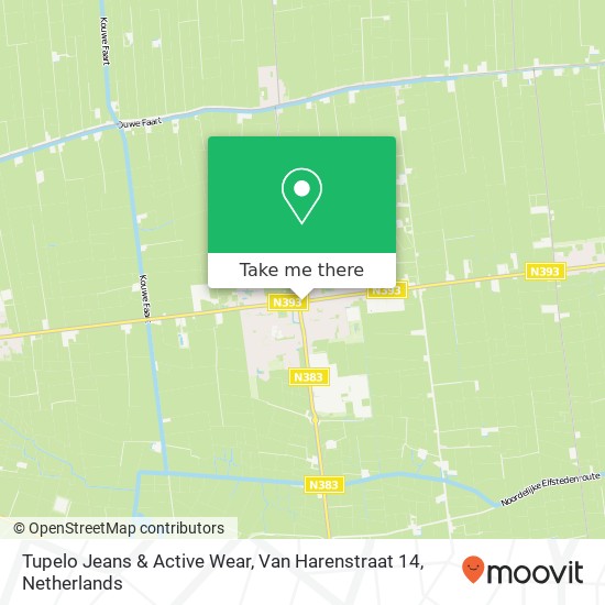 Tupelo Jeans & Active Wear, Van Harenstraat 14 map