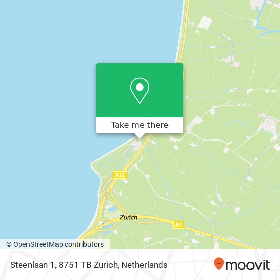 Steenlaan 1, 8751 TB Zurich map