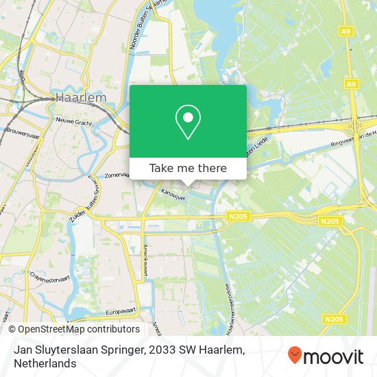 Jan Sluyterslaan Springer, 2033 SW Haarlem map