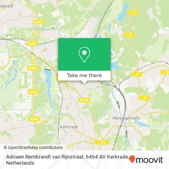 Adriaen Rembrandt van Rijnstraat, 6464 AV Kerkrade map