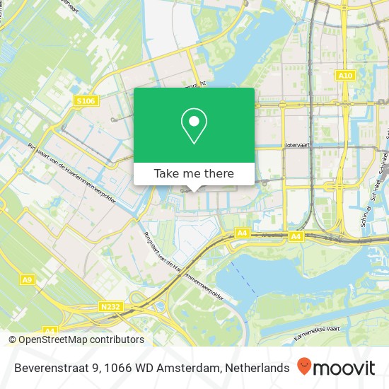 Beverenstraat 9, 1066 WD Amsterdam Karte