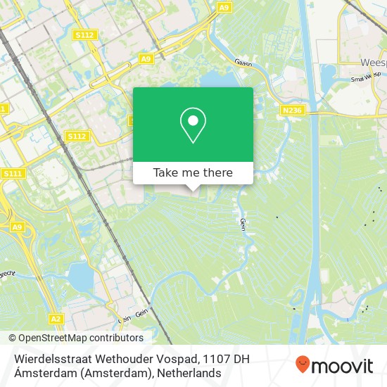 Wierdelsstraat Wethouder Vospad, 1107 DH Ámsterdam (Amsterdam) map