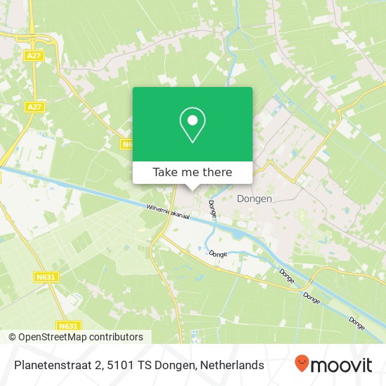 Planetenstraat 2, 5101 TS Dongen Karte