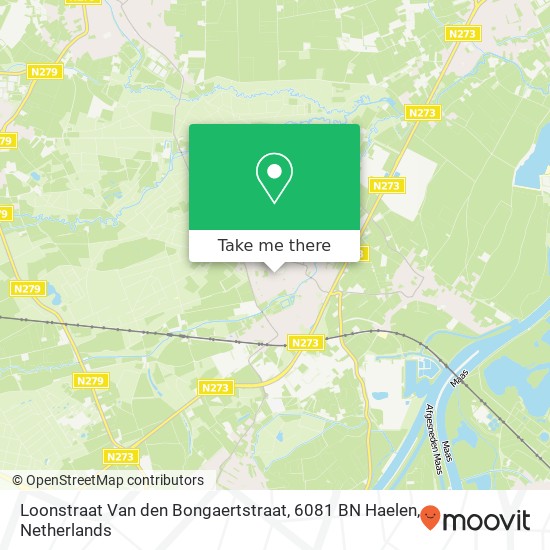 Loonstraat Van den Bongaertstraat, 6081 BN Haelen map