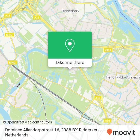 Dominee Allendorpstraat 16, 2988 BX Ridderkerk map