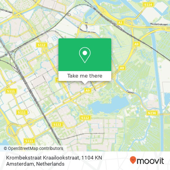 Krombekstraat Kraailookstraat, 1104 KN Amsterdam map