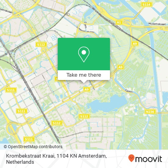 Krombekstraat Kraai, 1104 KN Amsterdam map