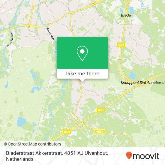 Bladerstraat Akkerstraat, 4851 AJ Ulvenhout map