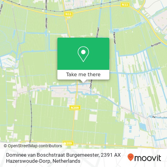 Dominee van Boschstraat Burgemeester, 2391 AX Hazerswoude-Dorp Karte