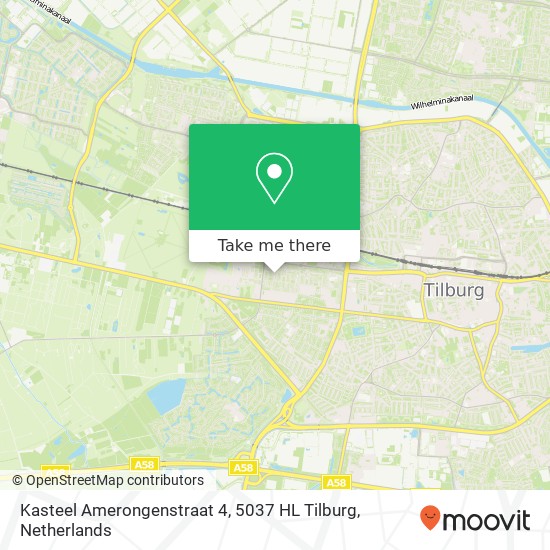 Kasteel Amerongenstraat 4, 5037 HL Tilburg map