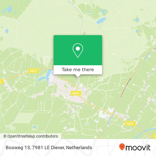 Bosweg 13, 7981 LE Diever Karte