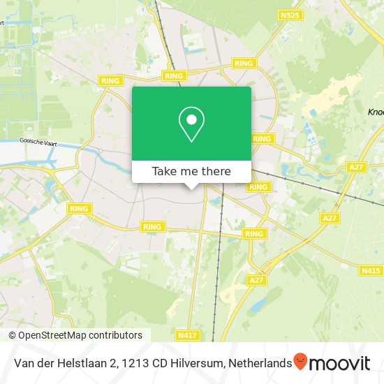 Van der Helstlaan 2, 1213 CD Hilversum map