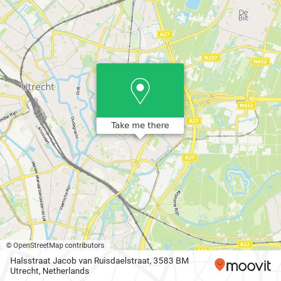 Halsstraat Jacob van Ruisdaelstraat, 3583 BM Utrecht map