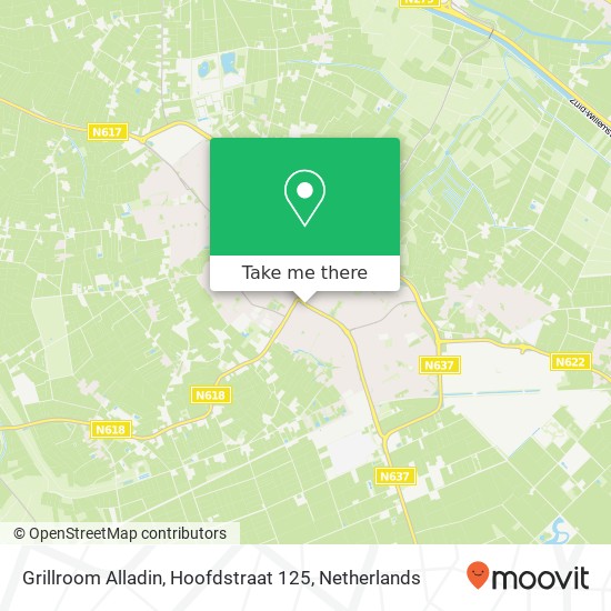 Grillroom Alladin, Hoofdstraat 125 map