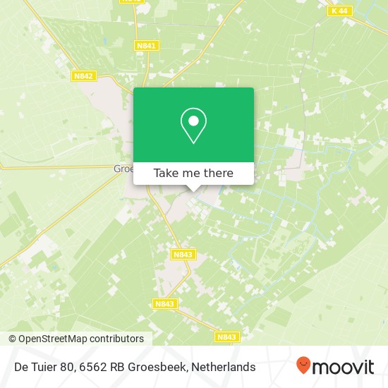 De Tuier 80, 6562 RB Groesbeek map