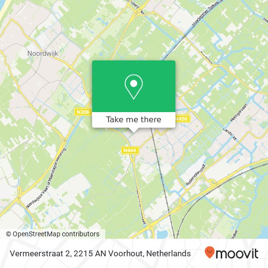 Vermeerstraat 2, 2215 AN Voorhout Karte