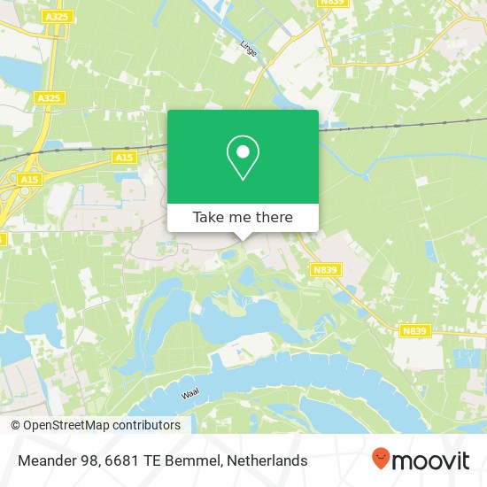 Meander 98, 6681 TE Bemmel Karte