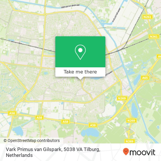 Vark Primus van Gilspark, 5038 VA Tilburg Karte