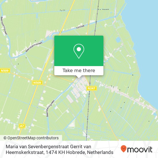 Maria van Sevenbergenstraat Gerrit van Heemskerkstraat, 1474 KH Hobrede map