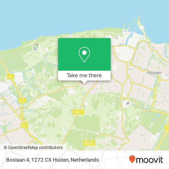 Boslaan 4, 1272 CX Huizen map