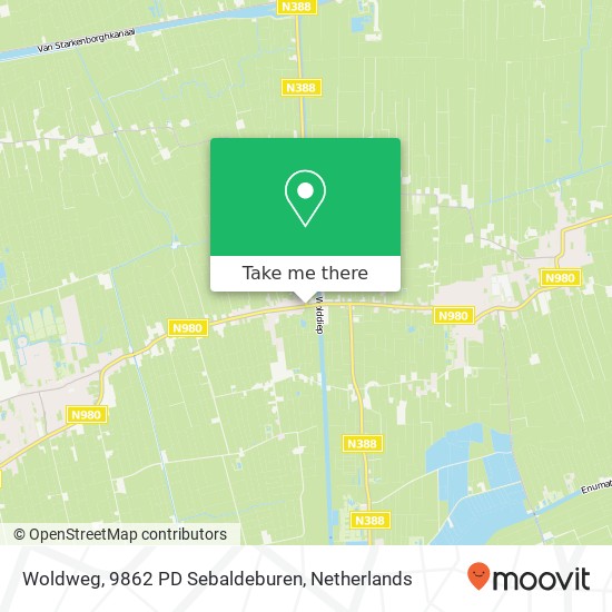 Woldweg, 9862 PD Sebaldeburen Karte