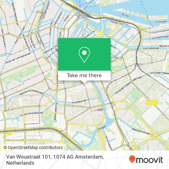 Van Woustraat 101, 1074 AG Amsterdam map