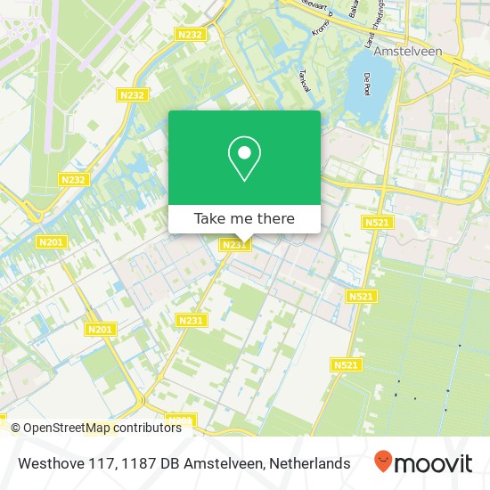 Westhove 117, 1187 DB Amstelveen Karte