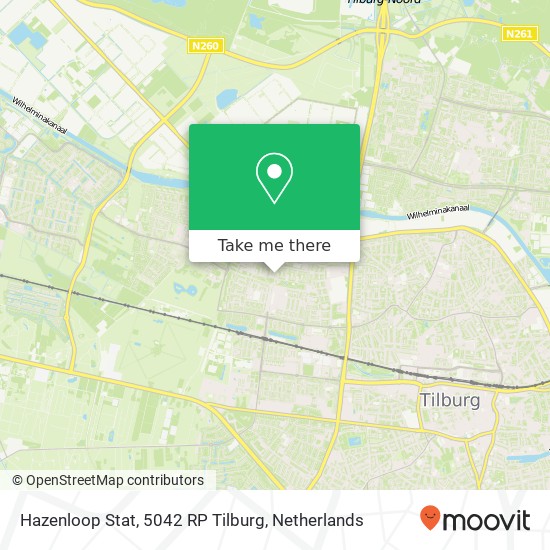 Hazenloop Stat, 5042 RP Tilburg Karte