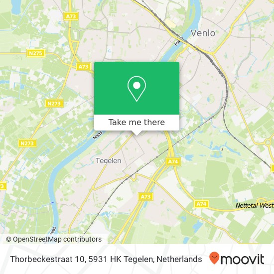 Thorbeckestraat 10, 5931 HK Tegelen Karte